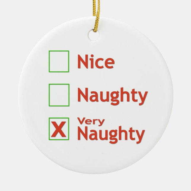 Very Naughty Ceramic Ornament (Front)