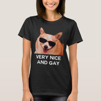 Very Nice And Gay Dog Glasses Meme T-Shirt