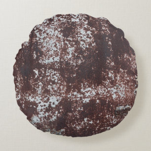 Very old rusted sheet iron. Textured metal surface Round Cushion