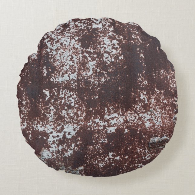 Very old rusted sheet iron. Textured metal surface Round Cushion (Front)