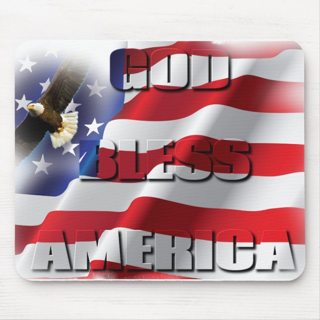 Very Patriotic American Flag God Bless America Mouse Pad (Front)