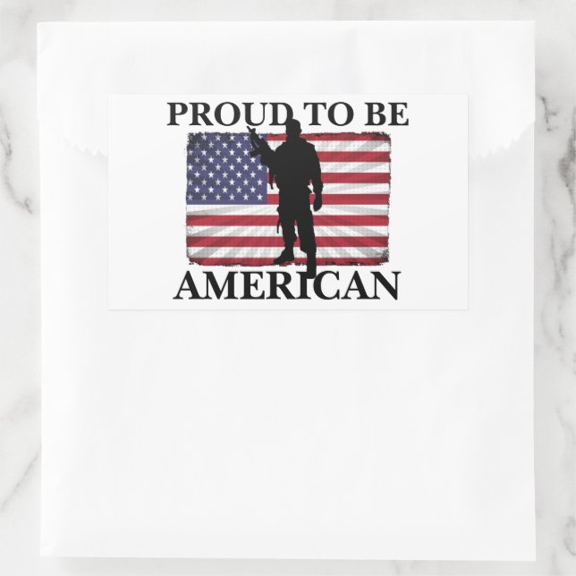 Very Patriotic Proud to be American American Flag  Rectangular Sticker (Bag)