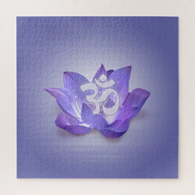 Very Peri Lotus and OM symbol Jigsaw Puzzle (Vertical)