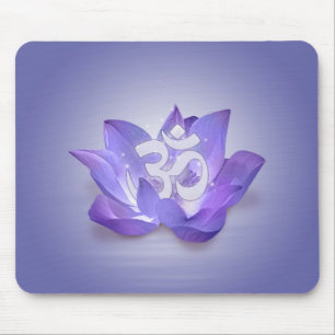 Very Peri Lotus and OM symbol Mouse Pad