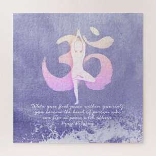 Very Peri Meditation Instructor Yoga Pose OM Quote Jigsaw Puzzle