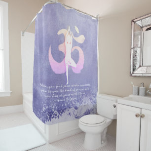Very Peri Meditation Instructor Yoga Pose OM Quote Shower Curtain