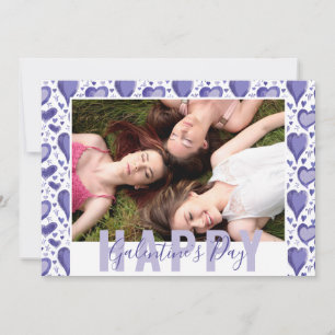 Very Peri Purple Heart Galentines Day Friend Photo Holiday Card