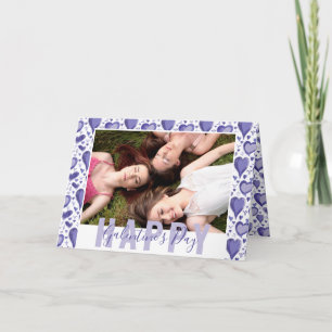 Very Peri Purple Heart Galentines Day Friend Photo Holiday Card