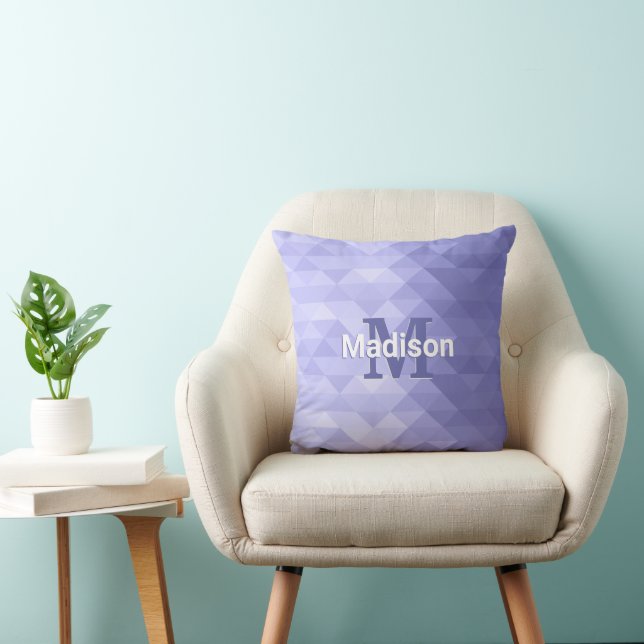 Very peri Purple triangle geometry square Monogram Cushion (Chair)