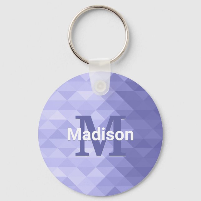 Very peri Purple triangle geometry square Monogram Key Ring (Front)