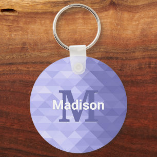 Very peri Purple triangle geometry square Monogram Key Ring