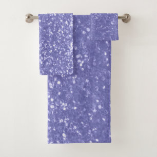 Very peri purple violet sparkles glitter bath towel set