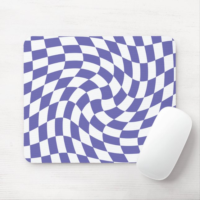Very Peri Warped Checks Retro Psychedelic     Mouse Pad (With Mouse)