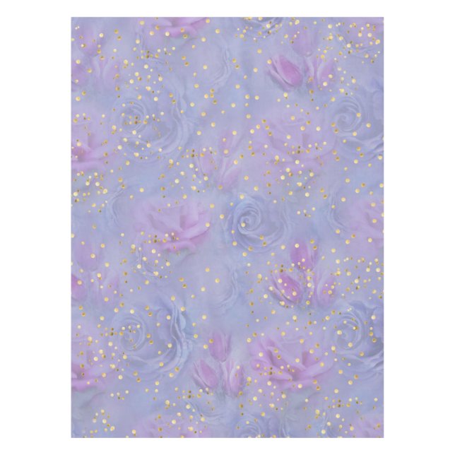 Very-peri Watercolor,Roses,Tulips Tablecloth (Front)