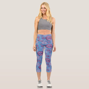 Very Periwinkle Kisses Lips in Shades of Purple Capri Leggings