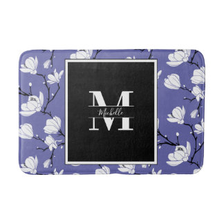 Very Periwinkle Monogrammed Magnolia Flower Bath Mat