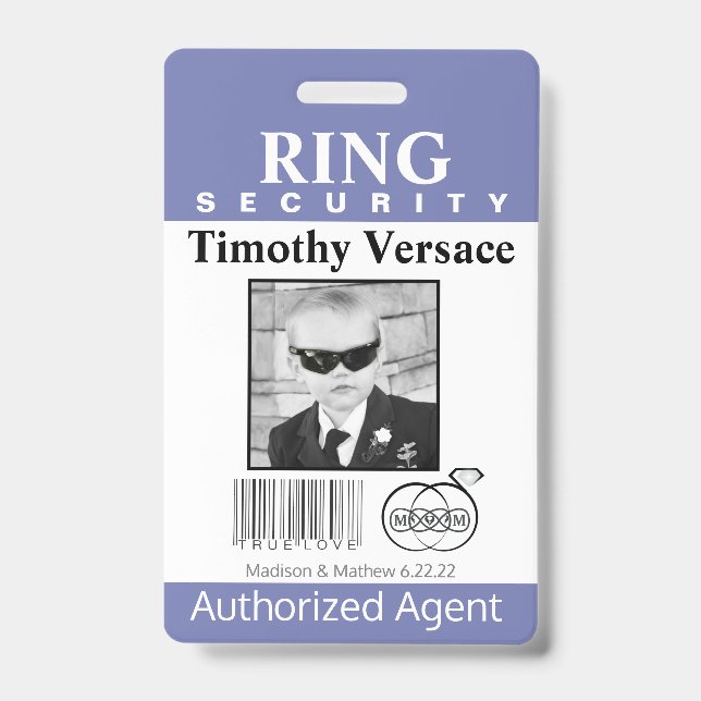 Very Perri Ring Bearer Security Badge ID Badge (Front)