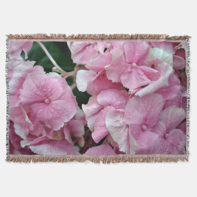 Very Pink Hydrangea Throw Blanket (Front)