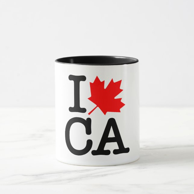 Very Polite Red Black I Love Canada Maple Leaf Mug (Center)