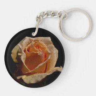 Very Pretty Orange Rose Key Ring