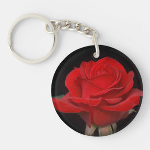 Very Pretty Red Rose Key Ring
