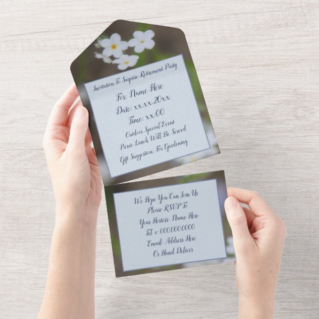 Very Pretty Retirement Party Paper All In One Invitation (Tearaway)