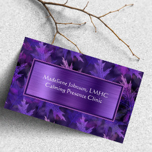 Very Purple Leaf Shimmer Psychotherapy   Counsello Business Card