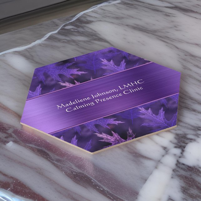 Very Purple Leaf Shimmer Psychotherapy | Counsello Paper Coaster (Creator Uploaded)