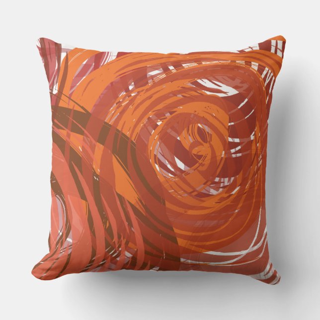 Very Red Brown SPIRAL DESIGN Retro Throw Pillow (Front)