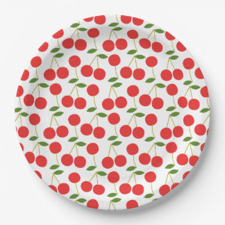 Very Red Cherry Pattern Paper Plate