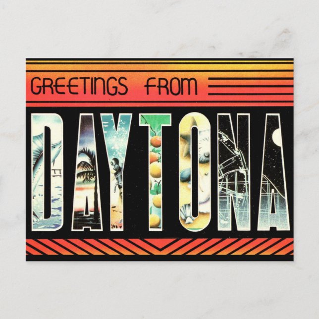 Very Retro Daytona Beach Florida Postcard (Front)