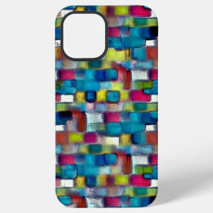 Very rough texture of colourful square shapes thro iPhone 12 pro max case