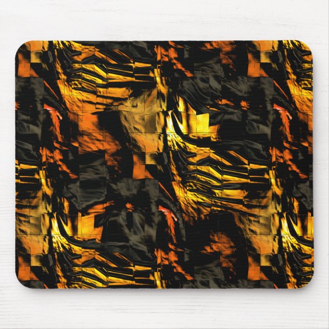 Very rustic burnt golden, abstract mosaic drawing  mouse pad (Front)