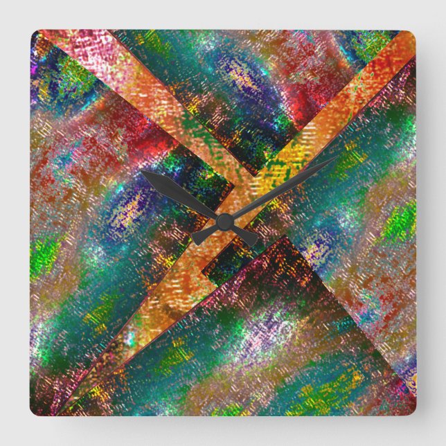 Very rustic coloured and disorganised image layers square wall clock (Front)