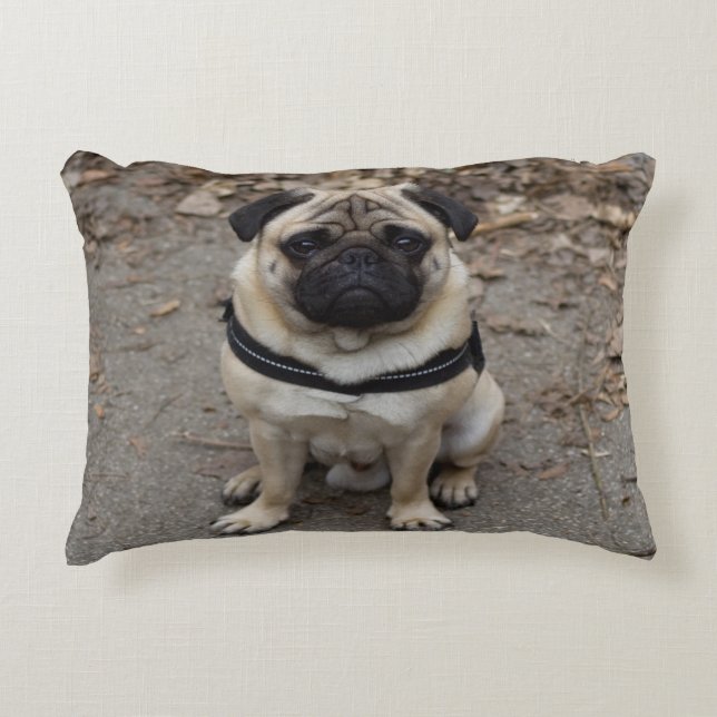 Very Serious Pug Decorative Cushion (Front)