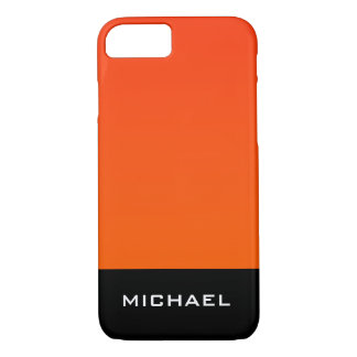 Very Sleek and Modern Monogram Orange and Black iPhone 8/7 Case