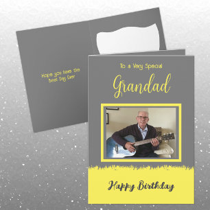 Very special Grandad happy birthday grey yellow Card