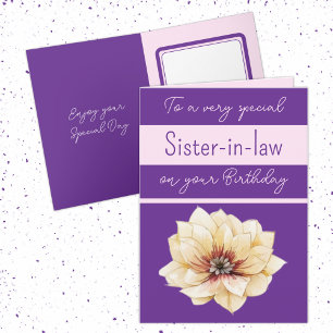 Very special Sister-in-law flower purple birthday Card