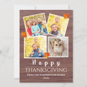 Very Thankful Fall thanksgiving family 4 photo H Holiday Card