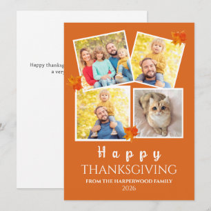 Very Thankful Fall thanksgiving family 4 photo Holiday Card
