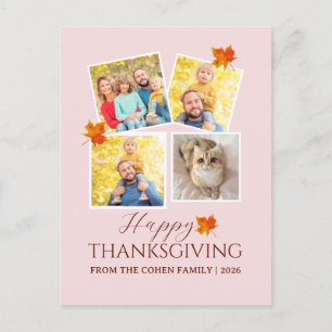 Very Thankful Fall thanksgiving family photo Holiday Postcard