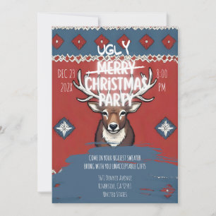 Very Ugly Reindeer ugly Sweater Christmas Invitation