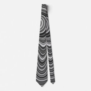 Very Unique Black White Silver Curvy Line Pattern Tie