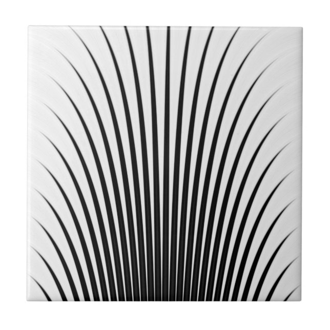 Very Unique Black White Silver Grey Stripe Pattern Ceramic Tile (Front)