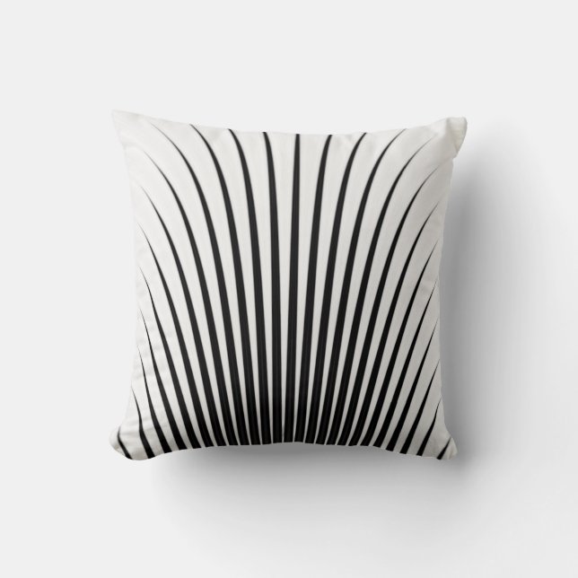 Very Unique Black White Silver Grey Stripe Pattern Cushion (Front)