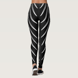Very Unique Black White Stripe Pattern Leggings