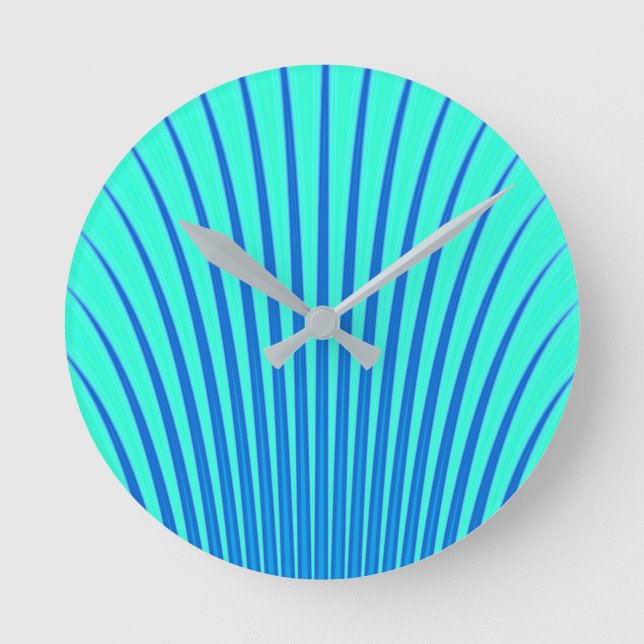 Very Unique Blue and Green Chic Stylish Pattern Round Clock (Front)