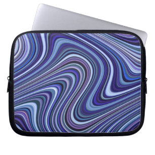 Very Unique Blue Shade Curvy Line Pattern Laptop Sleeve