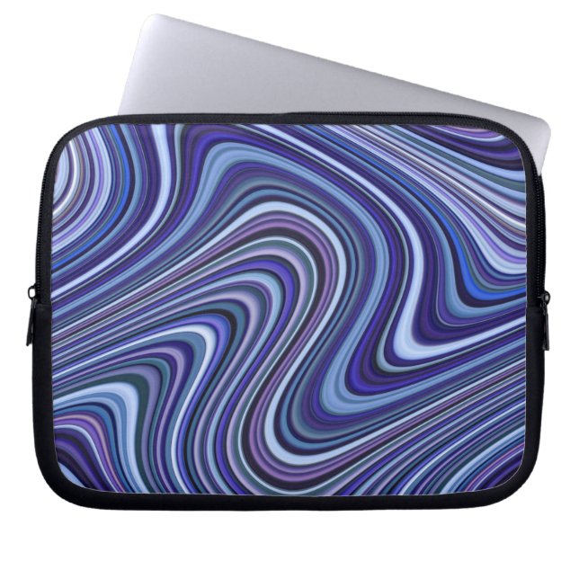 Very Unique Blue Shade Curvy Line Pattern Laptop Sleeve (Front)
