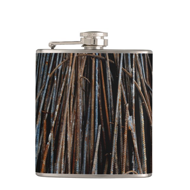 Very Unique Cool Rusty Bars Hip Flask (Front)